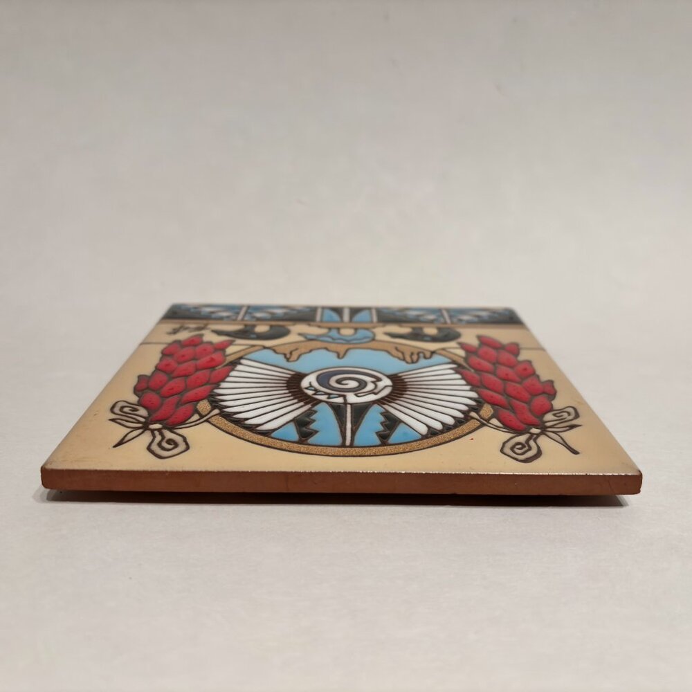 Hand Glazed Earthtones Southwestern Kiln Fired Terracotta Tile Trivet Tu-Oti 6" - Picture 12 of 14